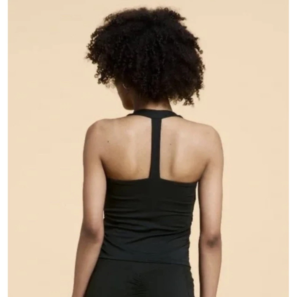 Blogilates Black Sweetheart Tank Top Sports Bra Womens Large Ruched T Back